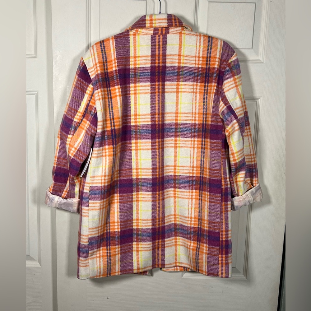 Nordstrom Plaid Jacket Orange Purple Preppy Spring Blazer - Picture 7 of 10